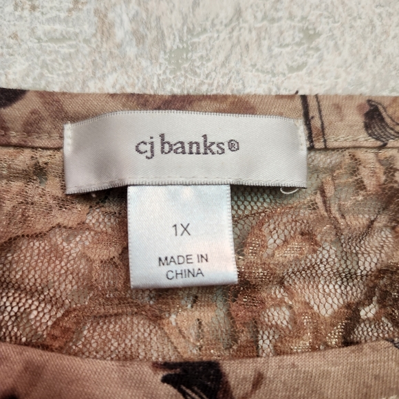 CJ BANKS Womens Rustic Lace Long Sleeve with Rhinestones Size 1X - Picture 4 of 13